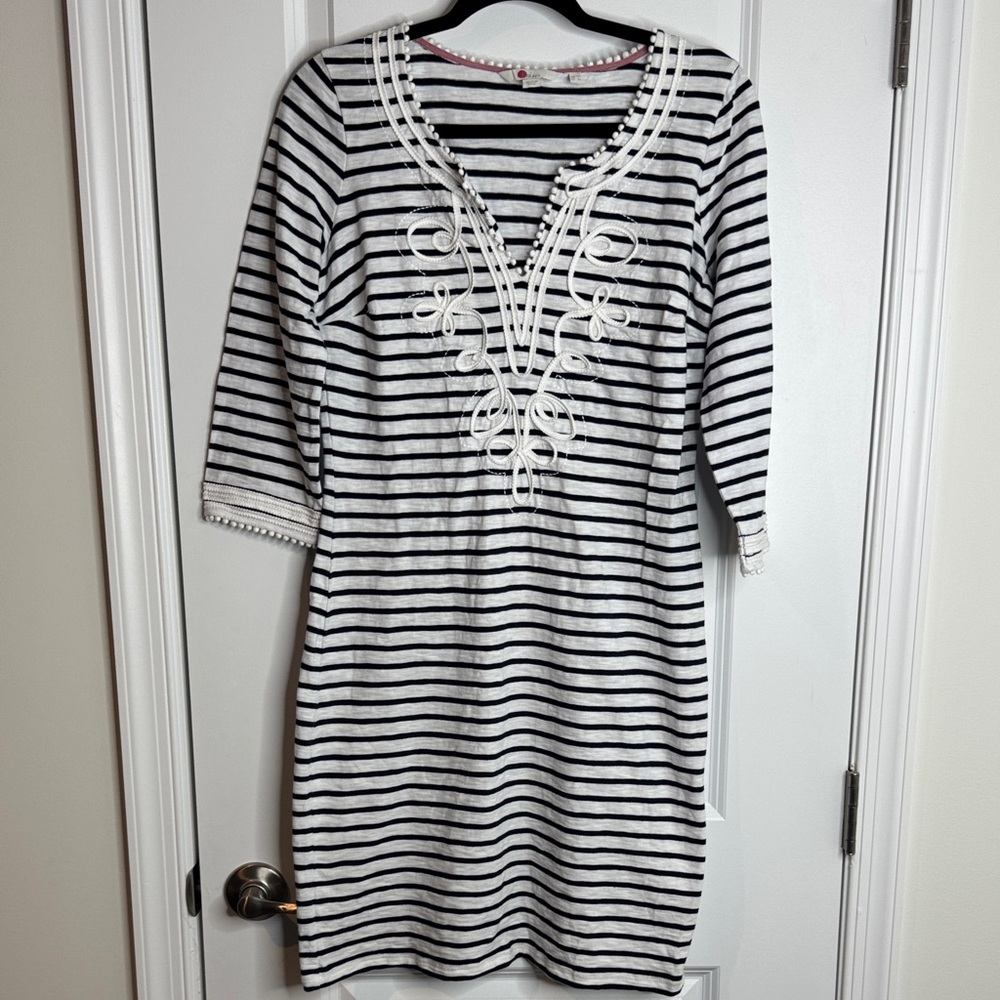 Boden Black and White Striped Dress